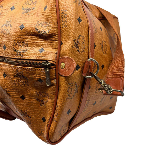 MCM Monogram Visetos Canvas Travel Bag Cognac