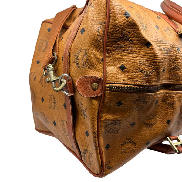 MCM Monogram Visetos Canvas Travel Bag Cognac