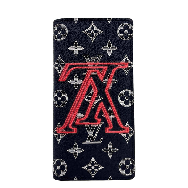 LOUIS VUITTON Brazza Upside Down Monogram Ink Canvas Long Wallet Pink