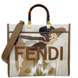 FENDI Sunshine Medium Glazed Fabric Plexiglass Shopper Tote Bag Multicolor