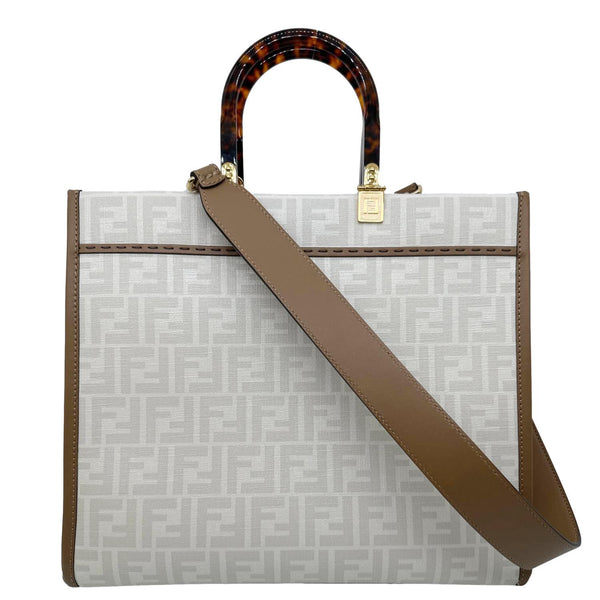 FENDI Sunshine Medium Glazed Fabric Plexiglass Shopper Tote Bag Multicolor