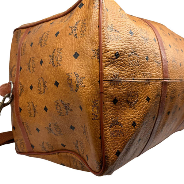 MCM Monogram Visetos Canvas Travel Bag Cognac