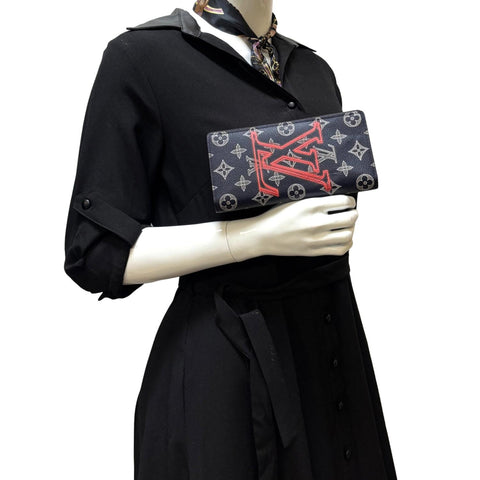 LOUIS VUITTON Brazza Upside Down Monogram Ink Canvas Long Wallet Pink