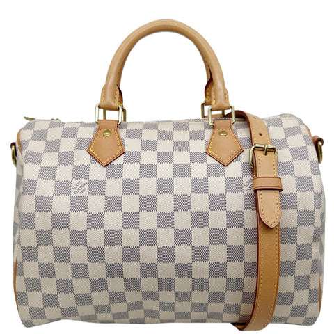 LOUIS VUITTON Speedy 30 Damier Azur Shoulder Bag White