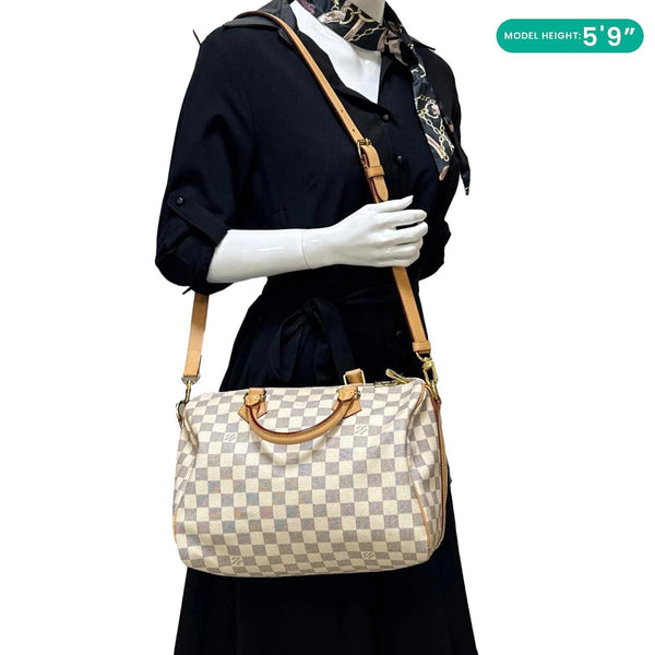 LOUIS VUITTON Speedy 30 Damier Azur Shoulder Bag White