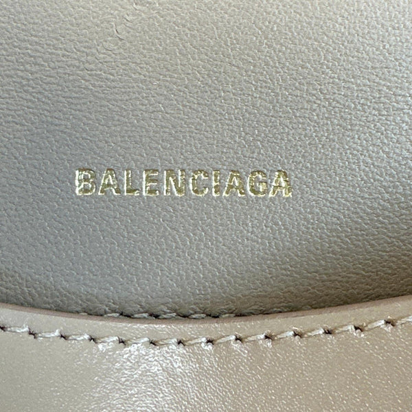 BALENCIAGA Hourglass Leather Top Handle Shoulder Bag Beige