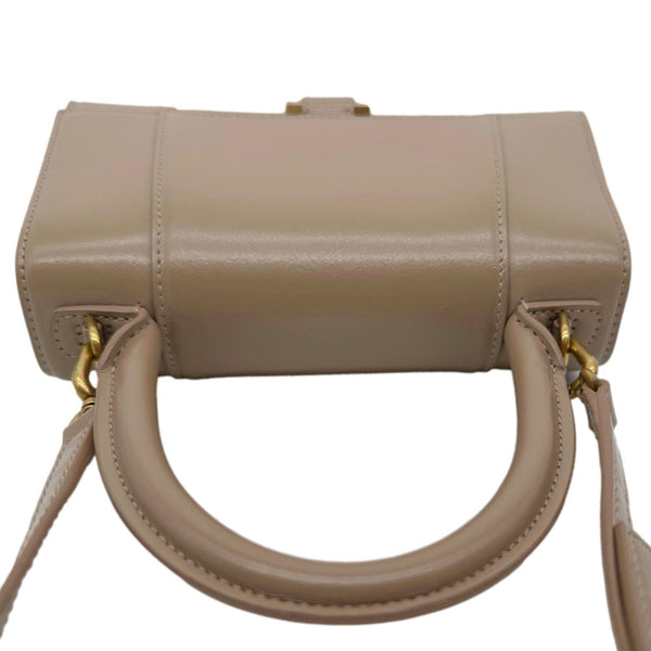 BALENCIAGA Hourglass Leather Top Handle Shoulder Bag Beige