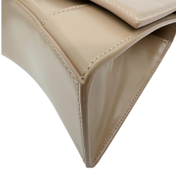 BALENCIAGA Hourglass Leather Top Handle Shoulder Bag Beige