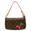 LOUIS VUITTON Takashi Murakami Cherry Monogram Canvas Pochette Bag Brown