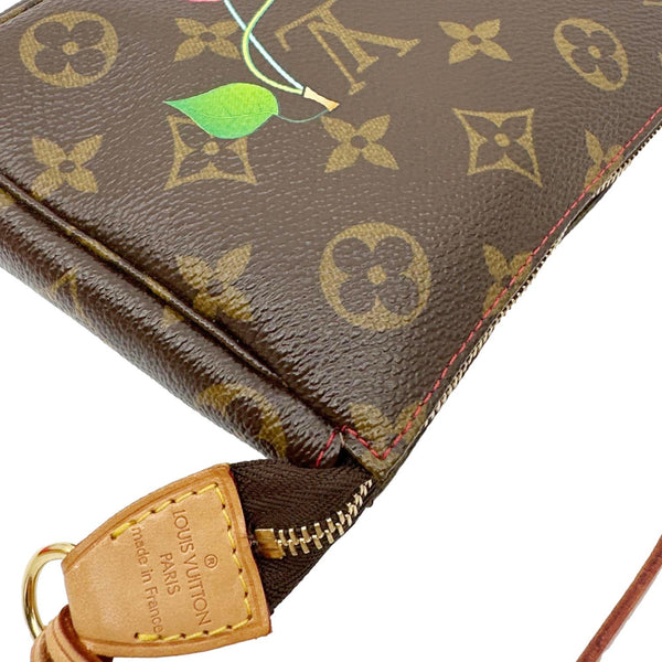 LOUIS VUITTON Takashi Murakami Cherry Monogram Canvas Pochette Bag Brown