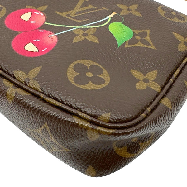 LOUIS VUITTON Takashi Murakami Cherry Monogram Canvas Pochette Bag Brown