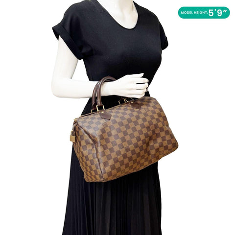 LOUIS VUITTON Speedy 30 Damier Ebene Satchel Bag Brown