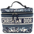 CHRISTIAN DIOR Travel Oblique Embroidery Canvas Vanity Case Blue