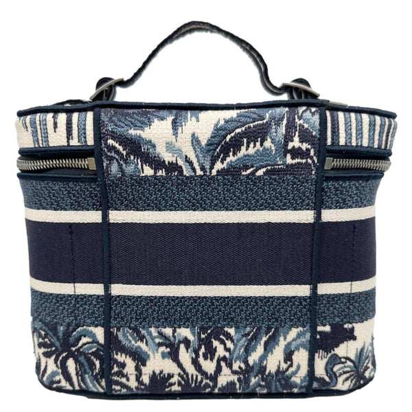 CHRISTIAN DIOR Travel Oblique Embroidery Canvas Vanity Case Blue