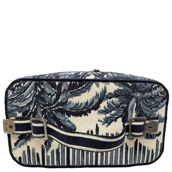 CHRISTIAN DIOR Travel Oblique Embroidery Canvas Vanity Case Blue