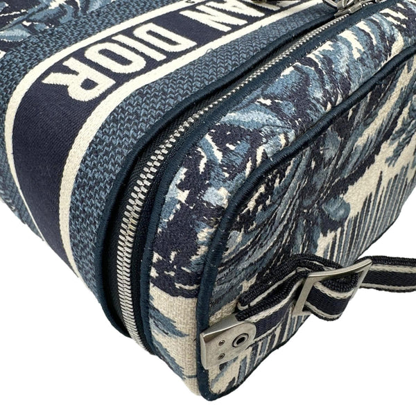 CHRISTIAN DIOR Travel Oblique Embroidery Canvas Vanity Case Blue