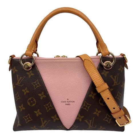 LOUIS VUITTON V BB Monogram Canvas Satchel Bag Pink