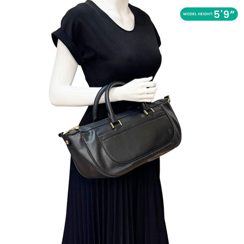LOUIS VUITTON Dhanura Epi Leather Satchel Bag Black