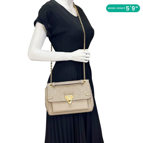 LOUIS VUITTON Vavin PM Monogram Empreinte Leather Shoulder Bag Beige
