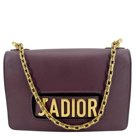CHRISTIAN DIOR J'Adior Flap Medium Leather Chain Shoulder Bag Burgundy