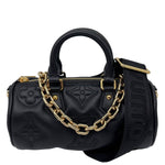 LOUIS VUITTON Papillon BB Calfskin Bubblegram Leather Crossbody Bag Black