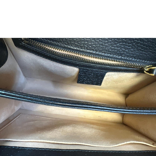 GUCCI Ophidia Calfskin Leather Top Handle Shoulder Bag Black 651055