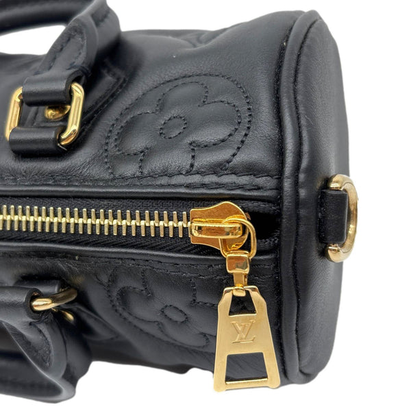 LOUIS VUITTON Papillon BB Calfskin Bubblegram Leather Crossbody Bag Black