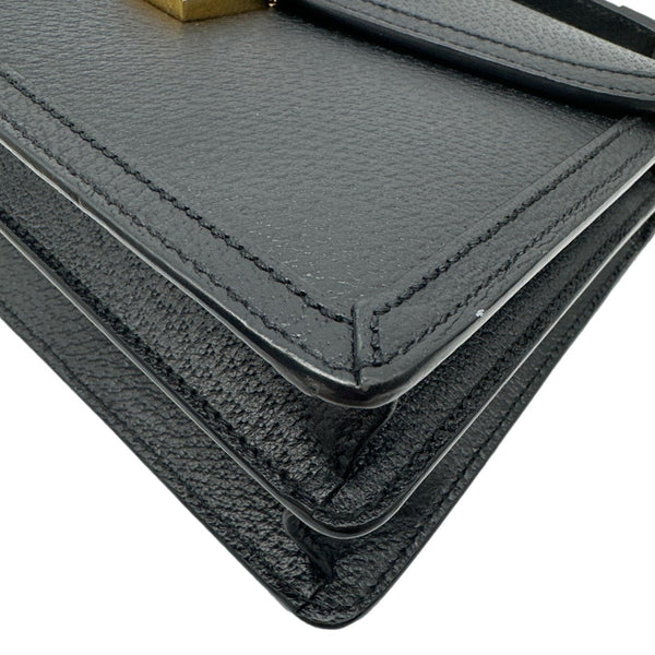 GUCCI Ophidia Calfskin Leather Top Handle Shoulder Bag Black 651055