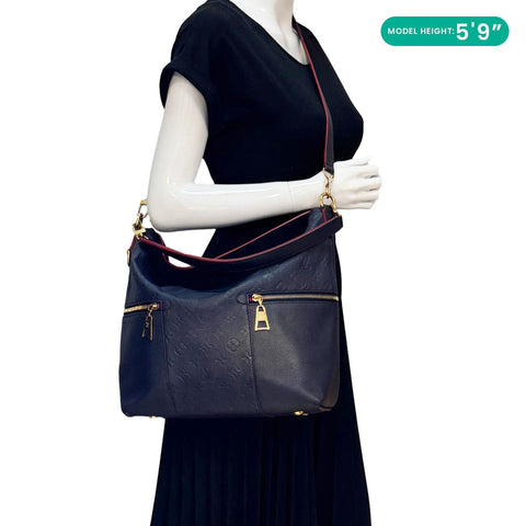 LOUIS VUITTON Melie Empreinte Leather Hobo Shoulder Bag Marine Rouge