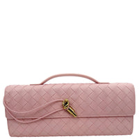 BOTTEGA VENETA Andiamo Woven Leather Clutch Rose