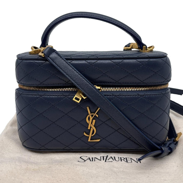 YVES SAINT LAURENT Gaby Vanity Quilted Leather Crossbody Bag Blue