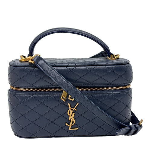 YVES SAINT LAURENT Gaby Vanity Quilted Leather Crossbody Bag Blue