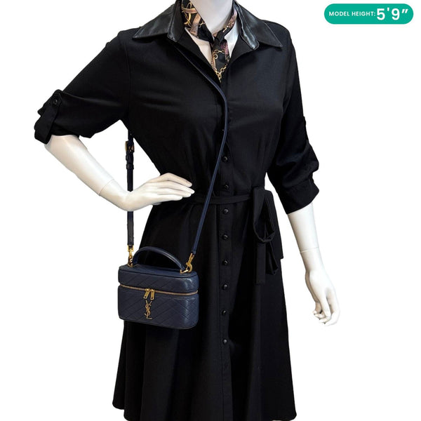 YVES SAINT LAURENT Gaby Vanity Quilted Leather Crossbody Bag Blue