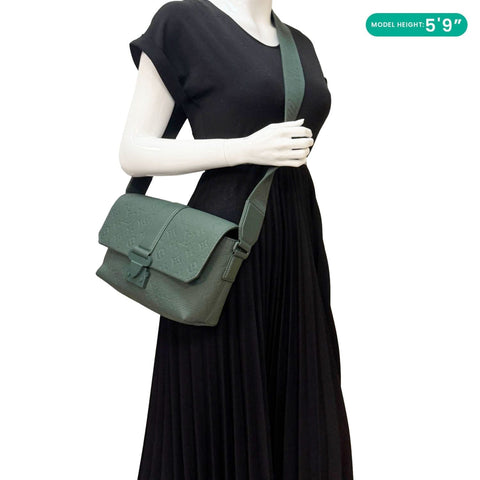 LOUIS VUITTON S-Cape Taurillon Monogram Embossed Leather Messenger Bag Green