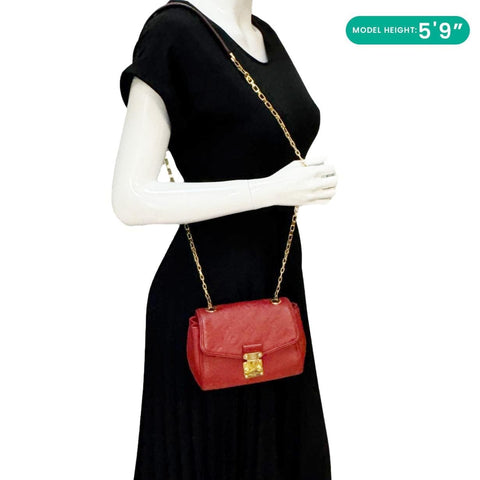 LOUIS VUITTON Saint Germain Monogram Empreinte Leather Crossbody Bag Red