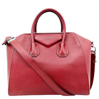 GIVENCHY Antigona Leather Satchel Shoulder Bag Maroon