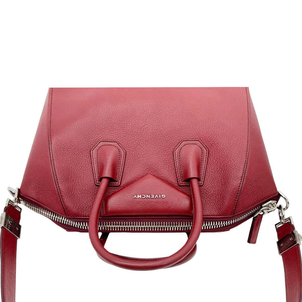 GIVENCHY Antigona Leather Satchel Shoulder Bag Maroon