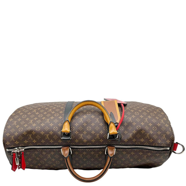 LOUIS VUITTON Virgil Abloh Keepall 50 Bandouliere Mini Monogram Patchwork Travel Bag Multicolor