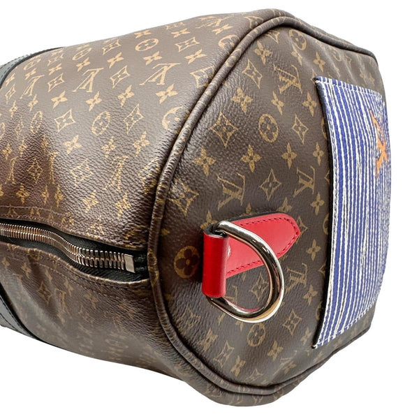 LOUIS VUITTON Virgil Abloh Keepall 50 Bandouliere Mini Monogram Patchwork Travel Bag Multicolor