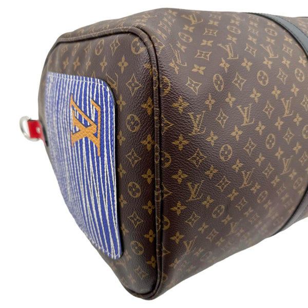 LOUIS VUITTON Virgil Abloh Keepall 50 Bandouliere Mini Monogram Patchwork Travel Bag Multicolor
