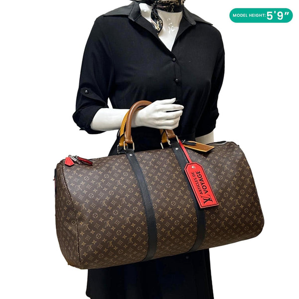 LOUIS VUITTON Virgil Abloh Keepall 50 Bandouliere Mini Monogram Patchwork Travel Bag Multicolor