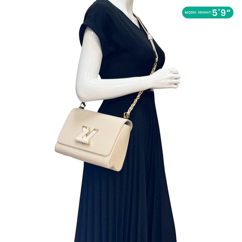 LOUIS VUITTON Twist MM Epi Leather Chain Shoulder Bag Off White