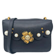GUCCI Pearly Peony Leather Chain Shoulder Bag Black 432682