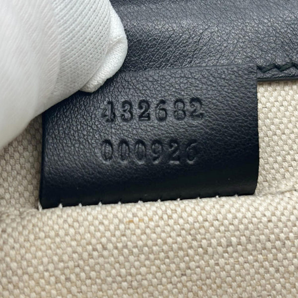 GUCCI Pearly Peony Leather Chain Shoulder Bag Black 432682