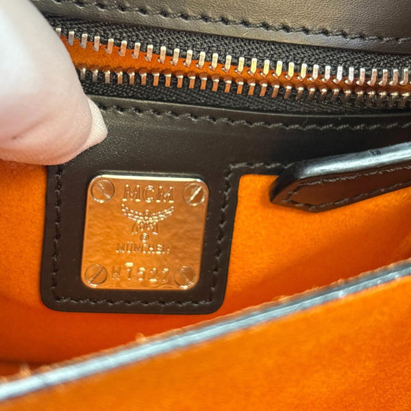 MCM Patricia Two-Tone Leather Crossbody Bag Navy Blue