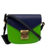 MCM Patricia Two-Tone Leather Crossbody Bag Navy Blue