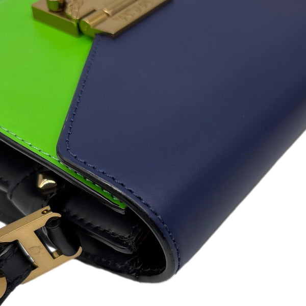 MCM Patricia Two-Tone Leather Crossbody Bag Navy Blue