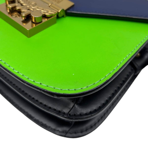 MCM Patricia Two-Tone Leather Crossbody Bag Navy Blue