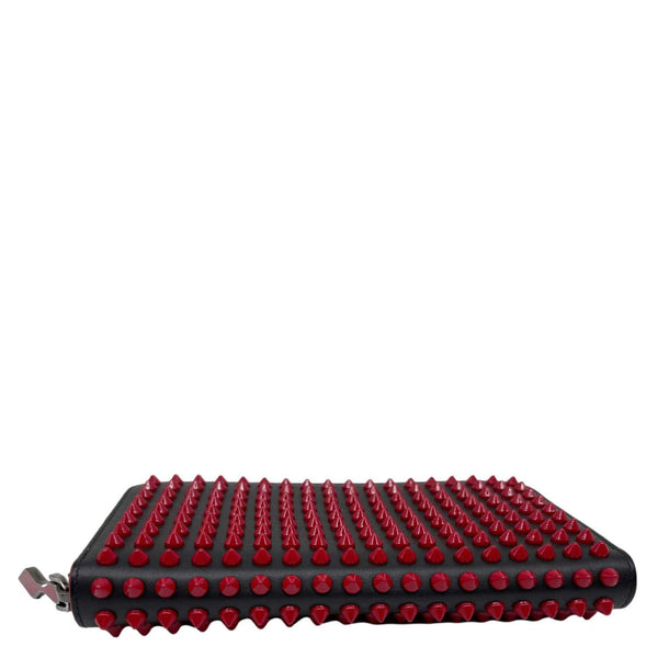 CHRISTIAN LOUBOUTIN Panettone Spikes Leather Zip Around Wallet Red