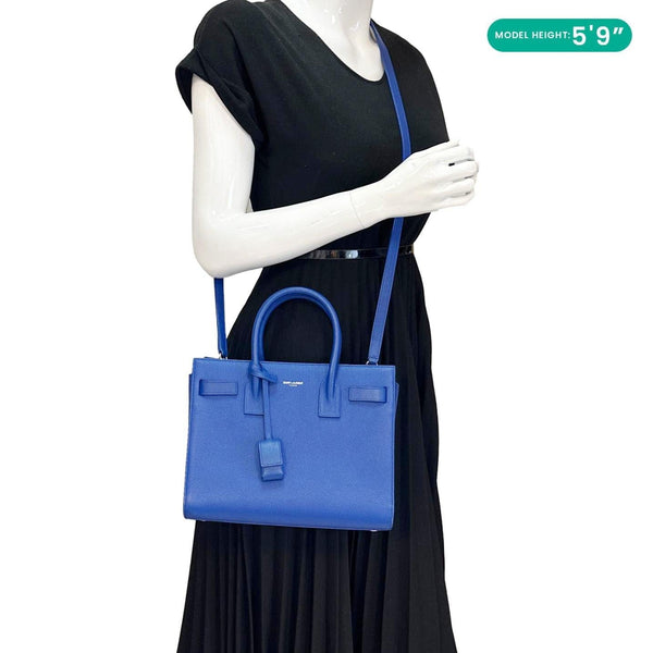 YVES SAINT LAURENT Sac De Jour Leather Shoulder Bag Blue